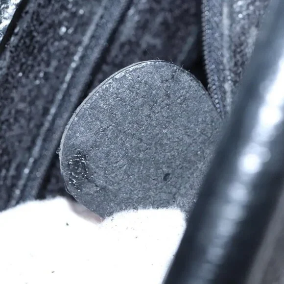 GUCCI Hand Bag Leather Metal Black Silver Auth Bags